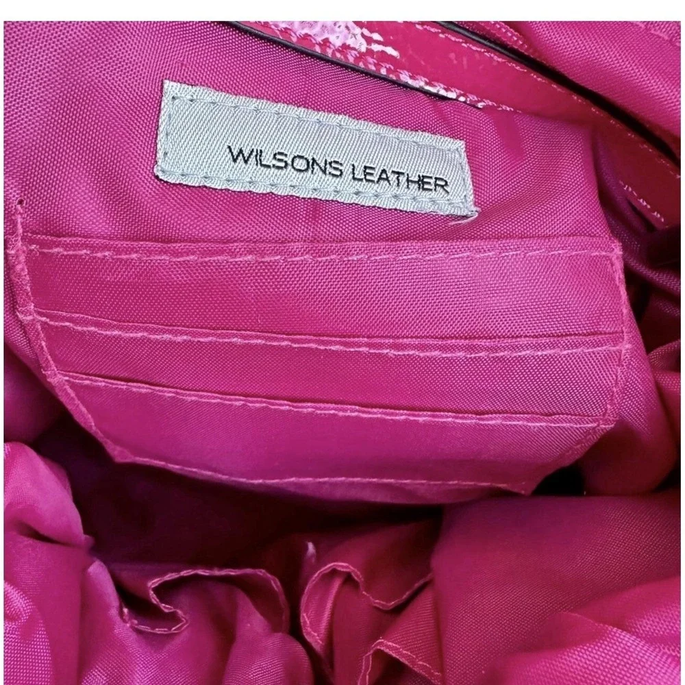 Wilsons Leather Red Hot Pink Shoulder Bag Ellie Medium Size